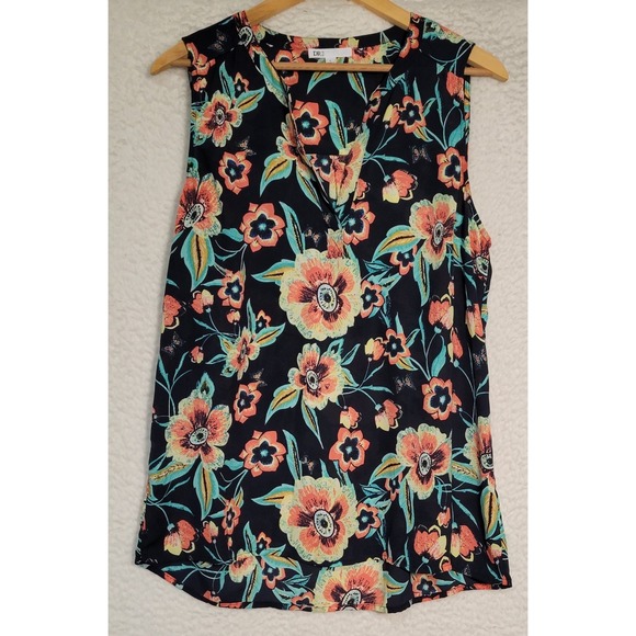 DR2 Tops - DR2 Womens Blouse Size L Sleeveless Floral V-Neck Tank Top Lightweight 1458